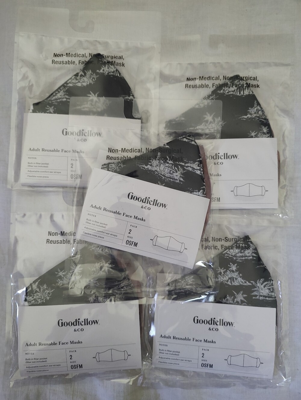 Goodfellow & Co Black Toile Pattern Men’s Reusable Face Mask Pack (5-Pack)